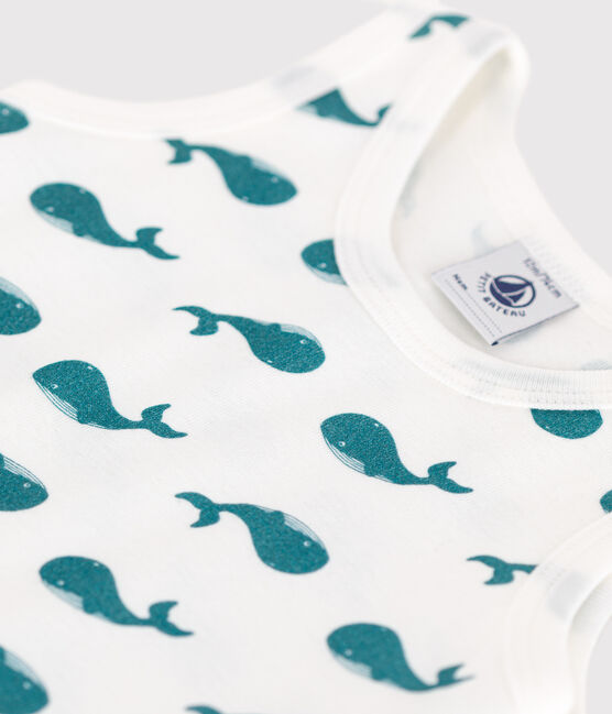 Baby-Kurzoverall aus Baumwolle mit Walen grün MARSHMALLOW/ DRAGONFLY