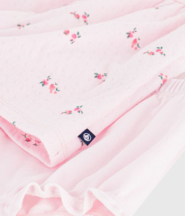 Babykleid aus gebl&uuml;mter Baumwolle mit dazugeh&ouml;rigem Bloomer rosa/vielfarbig