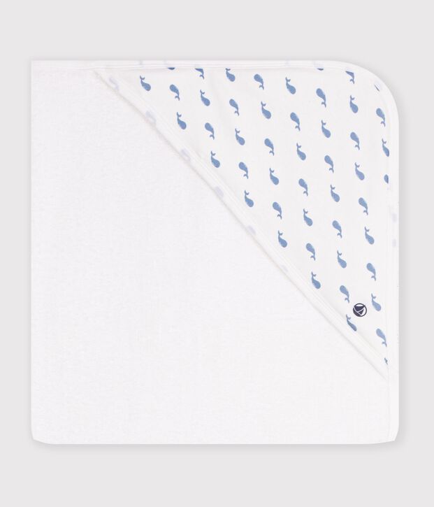 Viereckiges Baby-Badetuch aus Baumwolle blau/blau