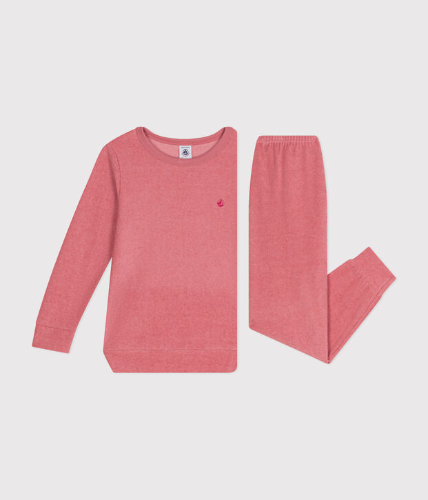 Kinder-Pyjama aus aufgerautem einfarbigen Frottee rosa