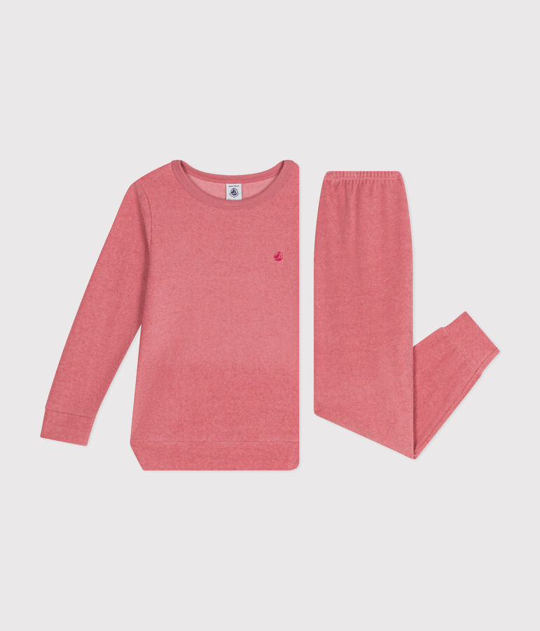 Kinder-Pyjama aus aufgerautem einfarbigen Frottee rosa