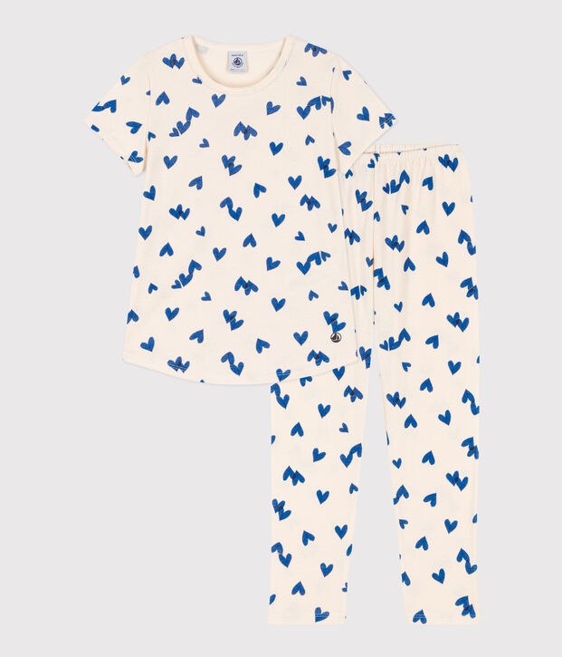 Kurz&auml;rmeliger Kinderpyjama aus Baumwolle f&uuml;r M&auml;dchen naturfarben/vielfarbig