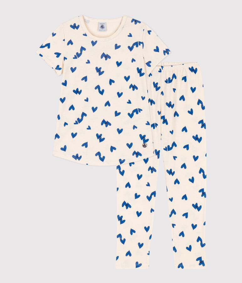 Kurz&auml;rmeliger Kinderpyjama aus Baumwolle f&uuml;r M&auml;dchen naturfarben/vielfarbig