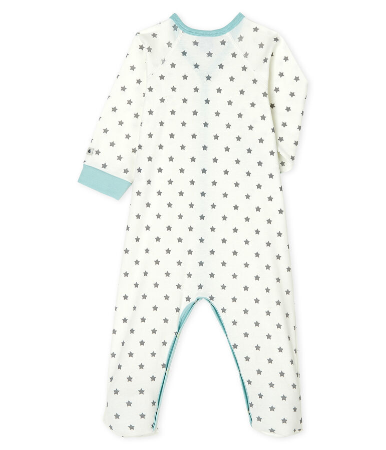 Baby-Strampler aus Rippstrick f&uuml;r Jungen weiss/grau