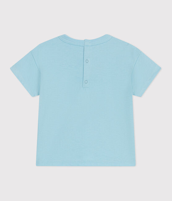 Kurzärmeliges Baby-T-Shirt aus einfarbiger Baumwolle blau AQUATIC