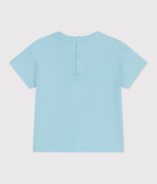 Kurz&auml;rmeliges Baby-T-Shirt aus einfarbiger Baumwolle blau