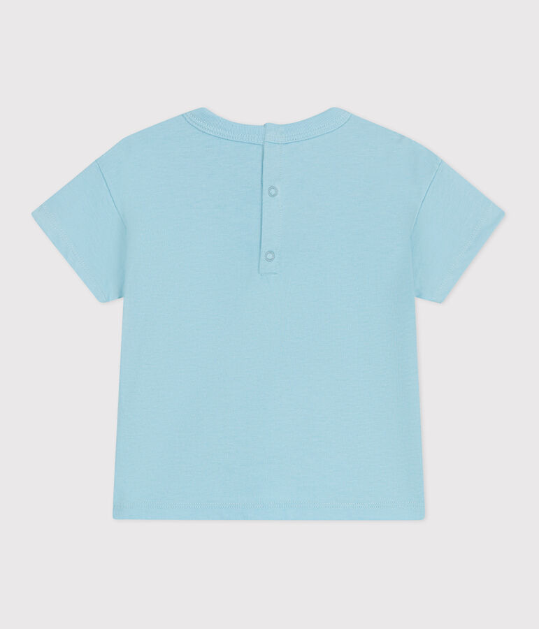 Kurz&auml;rmeliges Baby-T-Shirt aus einfarbiger Baumwolle blau