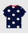 Kurzärmeliges Baby-T-Shirt aus Jersey mit Tupfenmuster blau MEDIEVAL/weiss MARSHMALLOW