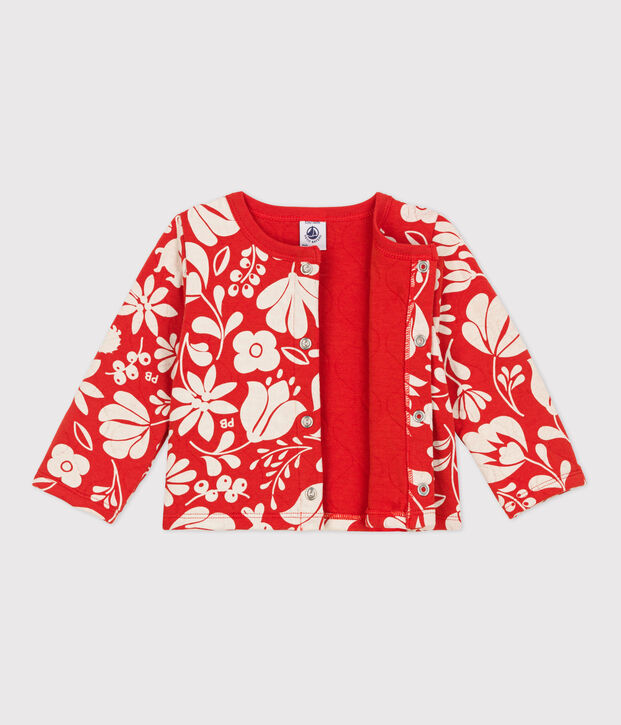 Bedruckter Baby-Cardigan aus gestepptem Doppeljersey orange/naturfarben