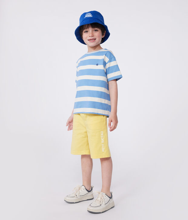 Kurz&auml;rmeliges Kinder-T-Shirt aus Baumwolle mit Streifen blau/naturfarben