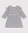 Langärmeliges Babykleid aus dichtem Jersey für Mädchen weiss MARSHMALLOW/blau SMOKING
