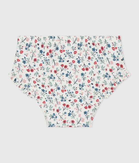 Baby-Badehose mit Rüschen und Blumenmuster weiss MARSHMALLOW/weiss MULTICO