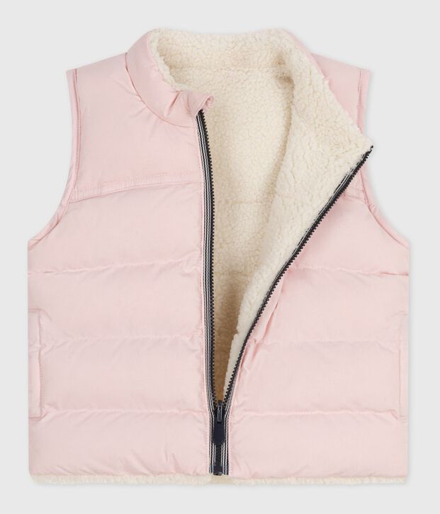 &Auml;rmellose Baby-Weste zum Wenden rosa/naturfarben