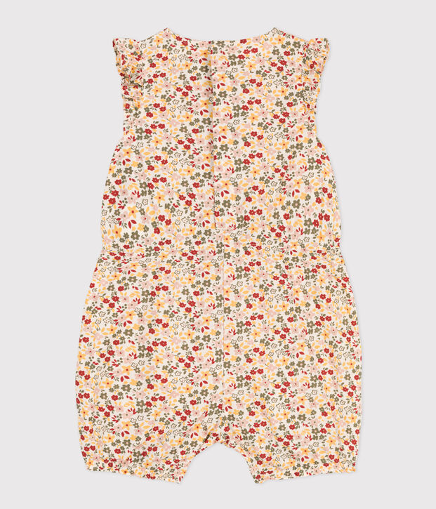 Baby-Kurzoverall aus bedrucktem Popeline naturfarben/vielfarbig