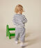 Baby-Sweatshirt aus Bouclette-Samt weiss MARSHMALLOW/blau SMOKING