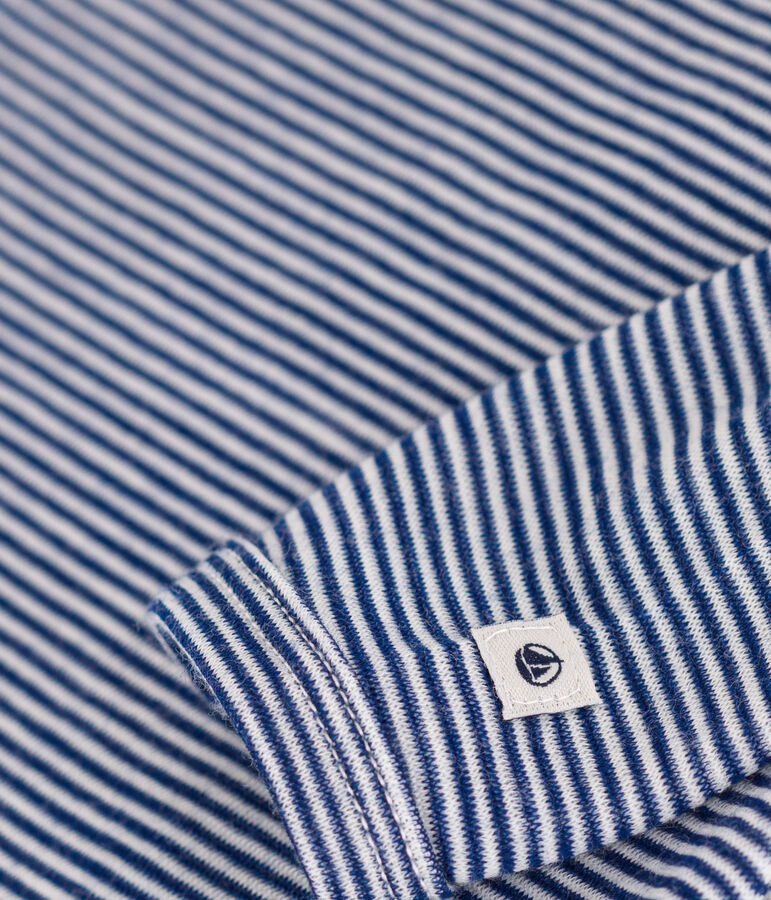 LANG&Auml;RMELIGER GESTREIFTER BABY-BODY AUS WOLLE UND BAUMWOLLE blau/weiss