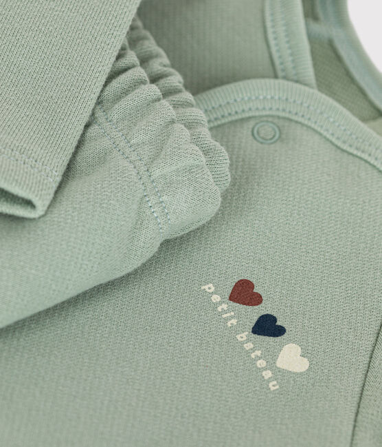 Baby-Set aus Molton grün HERBIER