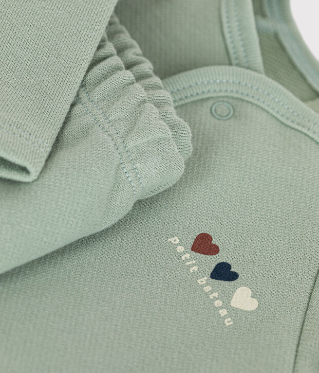 Baby-Set aus Molton gr&uuml;n