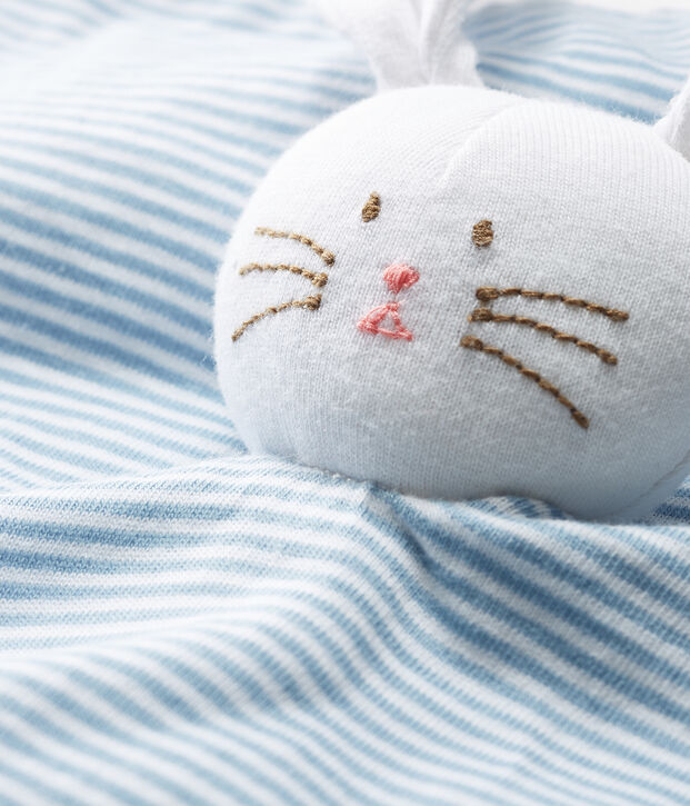 Baby-Kuschelh&auml;schen aus Rippstrick blau/weiss
