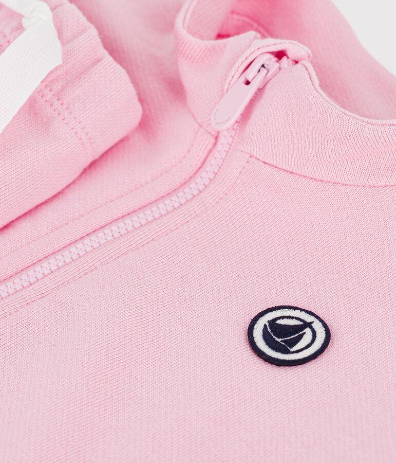 Baby-Set Sweatshirt und Hose aus einfarbiger Baumwolle rosa
