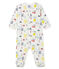 Baby-Strampler aus Rippstrick für Jungen weiss MARSHMALLOW/weiss MULTICO