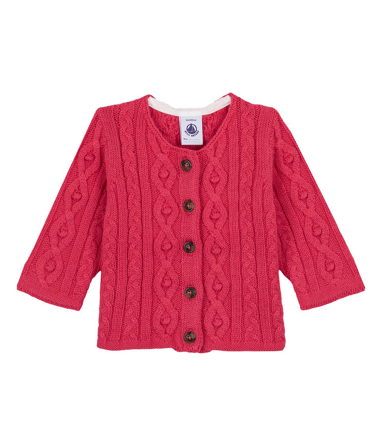 Cardigan mit Zopfmuster rosa