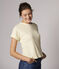 Einfarbiges T-Shirt aus Baumwolle/Leinen Damen weiss MARSHMALLOW