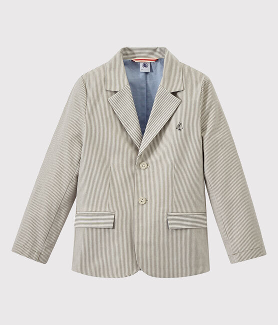 Gestreifte Jungen-Jacke aus Canvas grau MINERAI/weiss LAIT