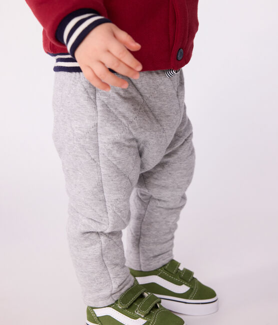 Baby-Hose aus einfarbigem festen Baumwollstoff grau FUMEE CHINE