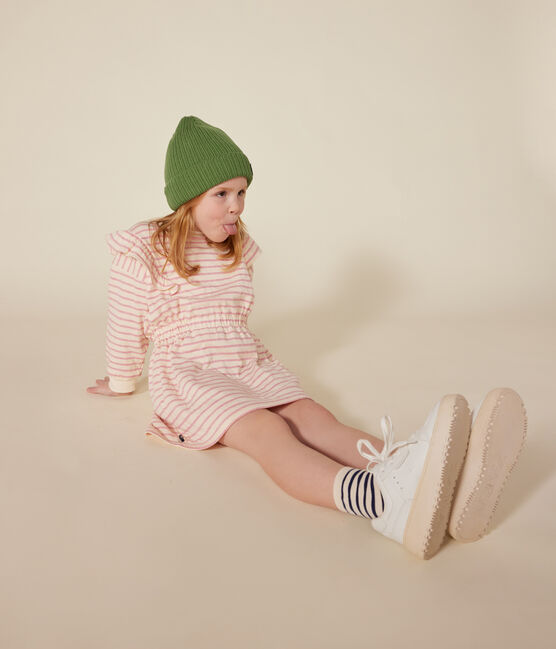 Langärmeliges Kinder-Kleid aus Doppeljersey für Mädchen rosa AVALANCHE/ ROSELINE