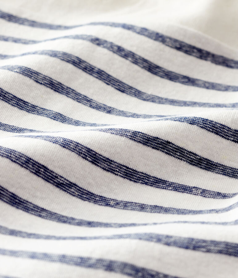 Gestreifter Baby-Kurzoverall aus Baumwolle/Leinen f&uuml;r Jungen weiss/blau