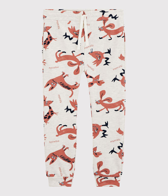 Kinder-Jogginghose aus Molton für Mädchen beige MONTELIMAR/weiss MULTICO