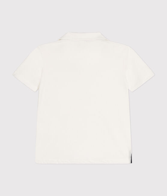Kurzärmeliges Jungen-Poloshirt aus Baumwolle weiss MARSHMALLOW