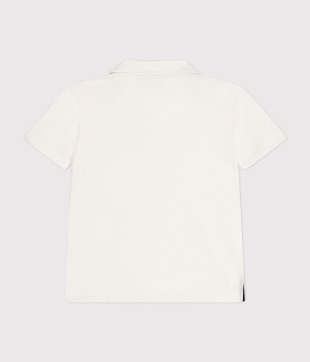 Kurz&auml;rmeliges Jungen-Poloshirt aus Baumwolle weiss