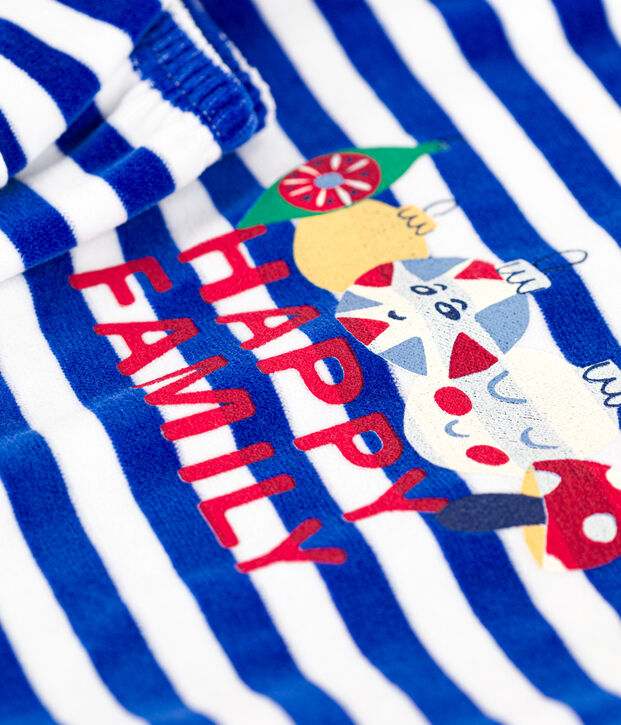 Kinder-Pyjama aus Nicki mit Streifen blau/weiss