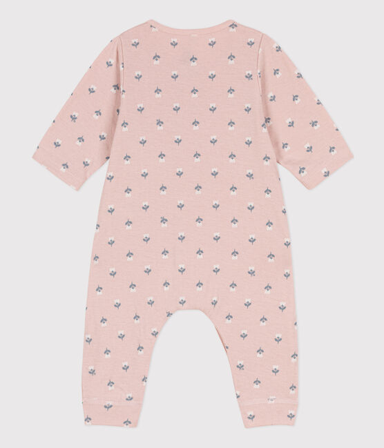 Langer Baby-Overall aus Doppeljersey rosa SALINE/weiss MULTICO