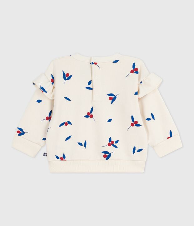 Baby-Sweatshirt aus Baumwolle mit Beerenmotiv und Volants naturfarben/vielfarbig