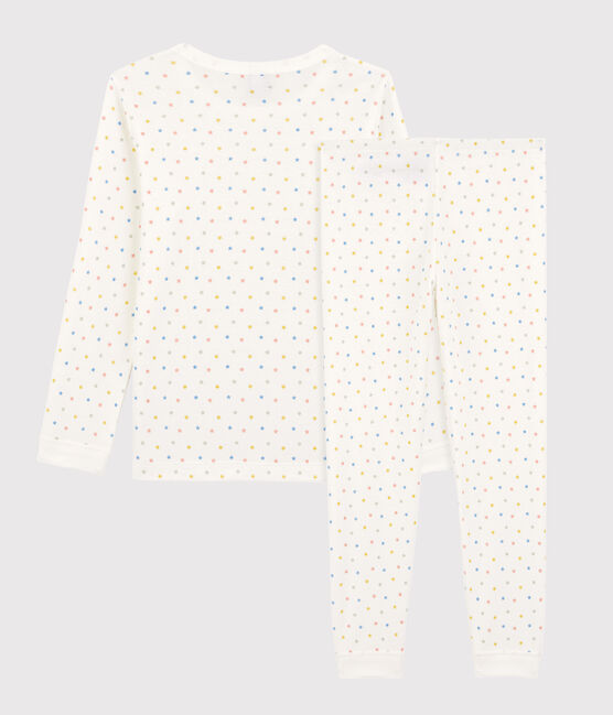 Kinderpyjama aus Bio-Baumwolle mit Sternen weiss MARSHMALLOW/weiss MULTICO