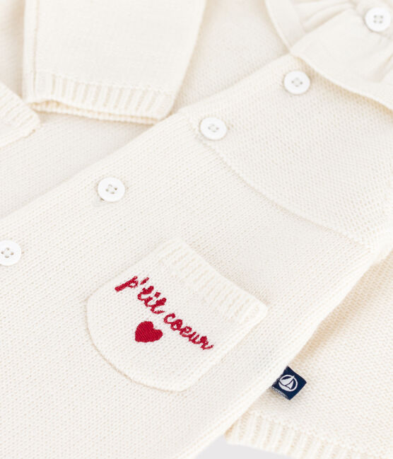 Baby-Overall mit Strickkragen und "P'tit Cœur"-Stickerei weiss MARSHMALLOW