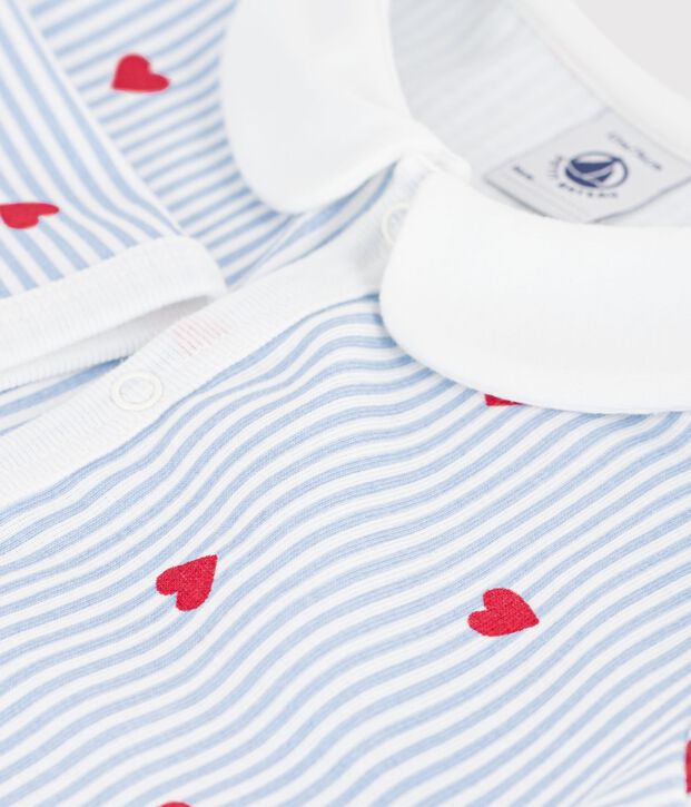 Pyjama b&eacute;b&eacute; en coton sans pieds imprim&eacute; c&oelig;urs weiss/vielfarbig