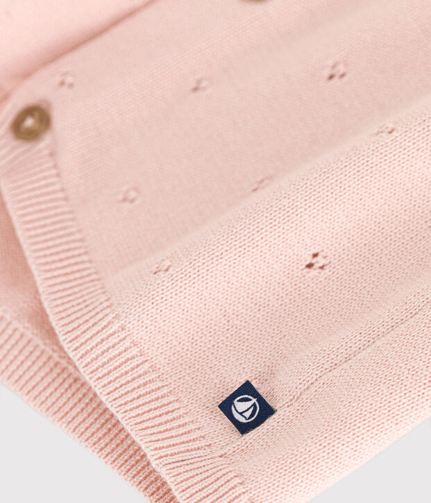 Baby-Cardigan aus Baumwollstrick in Ajour-Optik rosa