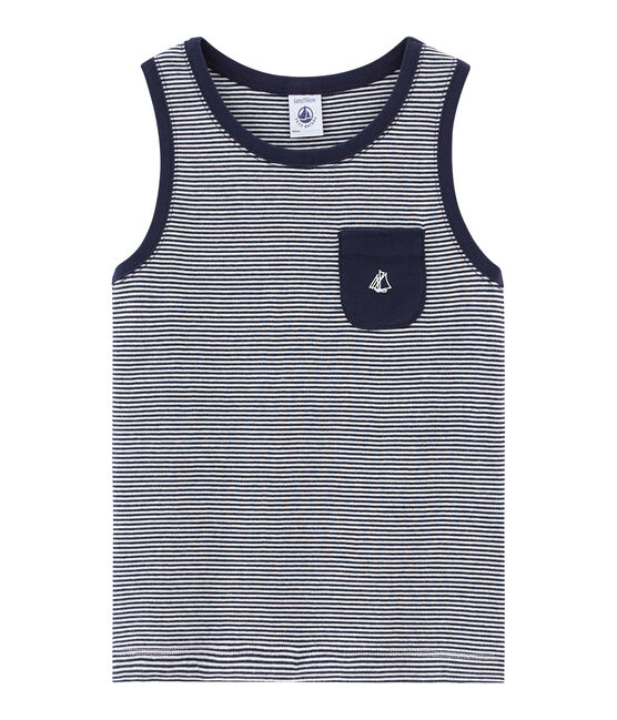 Kinder-Tanktop Jungen blau SMOKING/weiss MARSHMALLOW