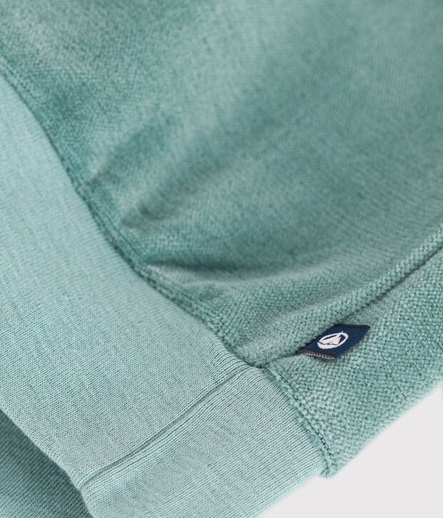 Kinder-Sweatshirt aus einfarbigem Nicki f&uuml;r M&auml;dchen gr&uuml;n