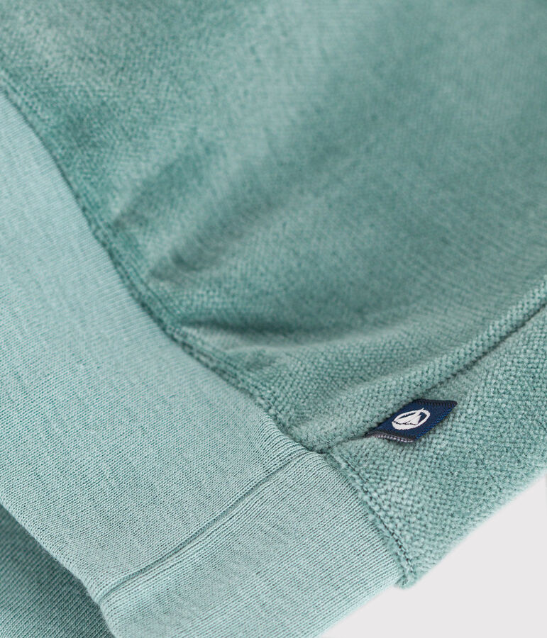 Kinder-Sweatshirt aus einfarbigem Nicki f&uuml;r M&auml;dchen gr&uuml;n