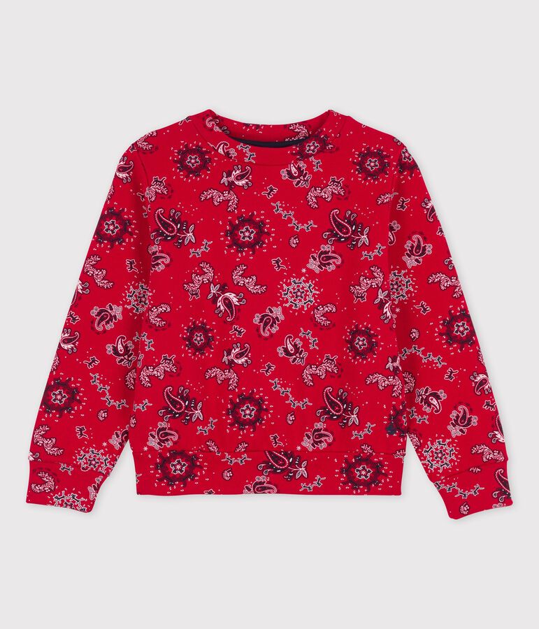 Sweatshirt aus Molton f&uuml;r M&auml;dchen rot/vielfarbig