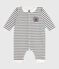 Baby-Overall mit Kragen aus Baumwolle und Matrosenstreifen weiss MARSHMALLOW/blau SMOKING
