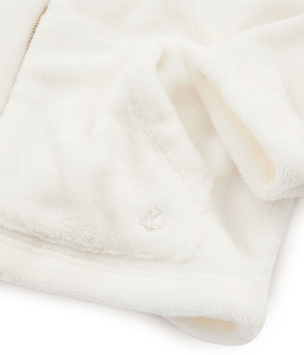 Sweatshirt aus Fleece in Schaffelloptik f&uuml;r M&auml;dchen weiss