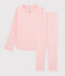 Kinderpyjama aus Rippstrick mit Ringelmuster für Mädchen rosa GRETEL/weiss MARSHMALLOW