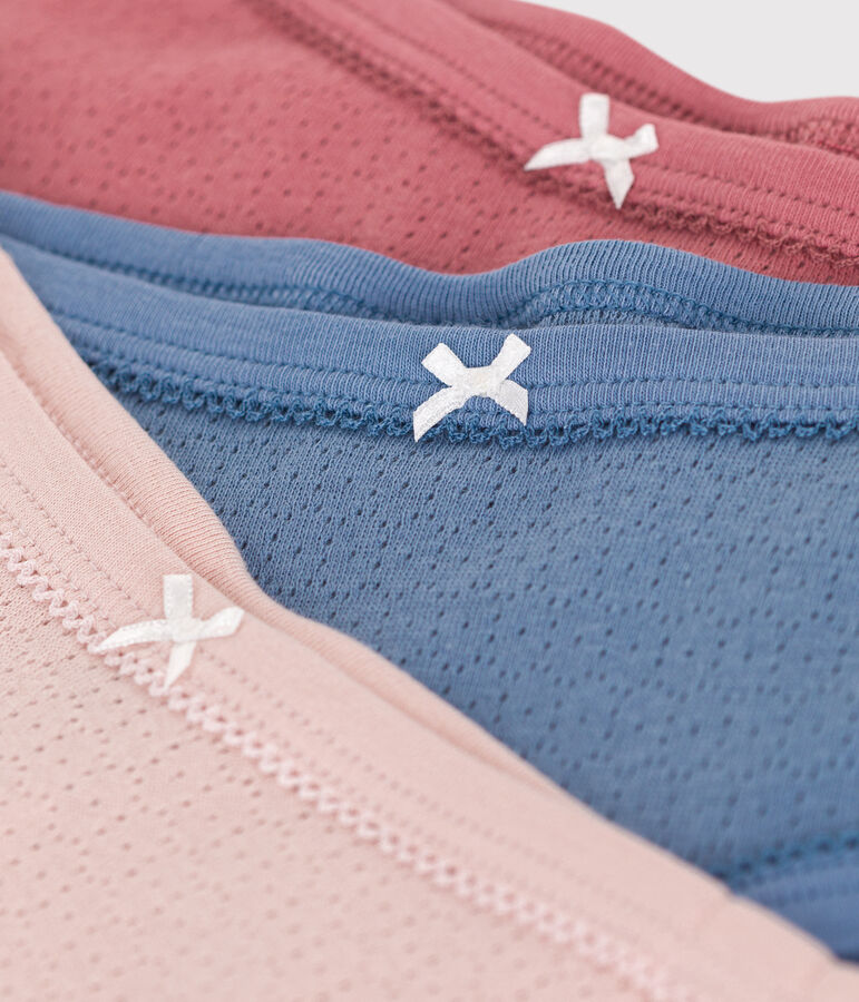 3er-Set Kinder-Slips High-Waist aus einfarbiger Baumwolle mit Lochstickerei vielfarbig