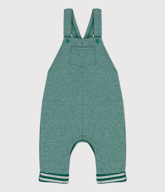 Lange Baby-Latzhose aus Doppeljersey mit Ringelstreifen EVERGREEN/ FUMEE